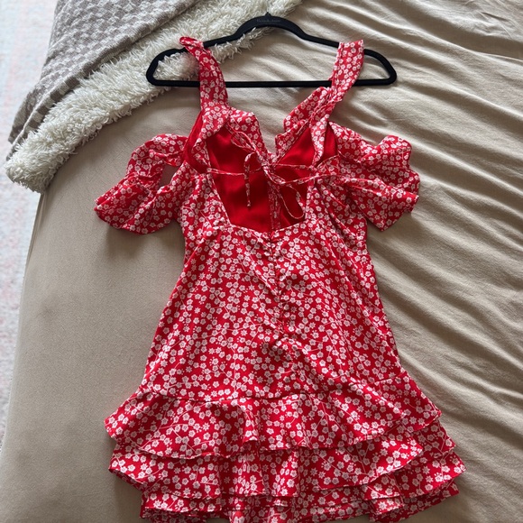 Oh Polly Floral Red Ruffle Dress - Picture 3 of 4